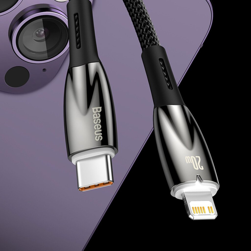 Baseus Glimmer Series, fast charging USB-C - Lightning 480Mb/s 2.4A 2m black hind ja info | Mobiiltelefonide kaablid | hansapost.ee