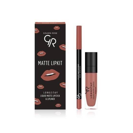 Huulemeigi komplekt Golden Rose Longstay matte Lipkit Warm Sable: matt vedel huulepulk Longstay Liquid Matte nr 16 5,5 g + huulepliiats Dream Lips Liner Nr 531 1,6 g цена и информация | Huulekosmeetika | hansapost.ee