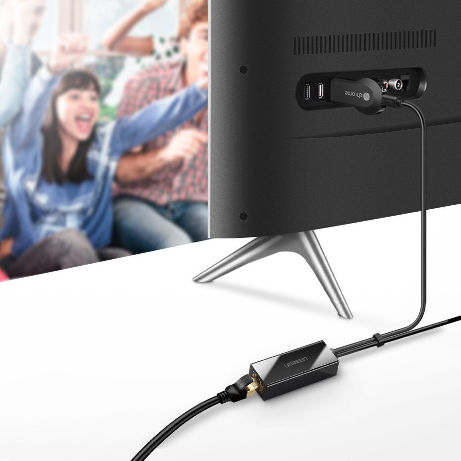 Ugreen 30985, external network adapter USB 100Mbps for Chromecast with 1m cable black hind ja info | USB adapterid ja jagajad | hansapost.ee