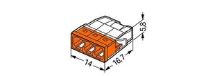 Пружинное соединение для кабеля WAGO 3x2,5mm², 1 шт., 24A, оранжевое цена и информация | Текстильные провода и клеммные колодки | hansapost.ee