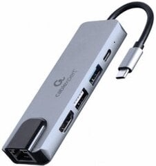 Gembird USB Type-C 5-in-1 Grey цена и информация | Адаптеры и USB-hub | hansapost.ee