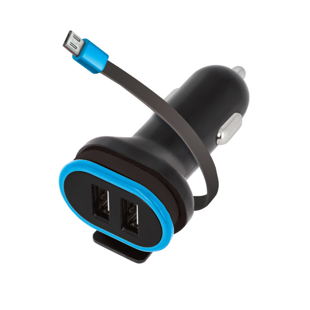 Laadija autosse Forever CC-02 car charger 2x USB 3A black with microUSB cable 0,2 m цена и информация | Laadijad mobiiltelefonidele | hansapost.ee