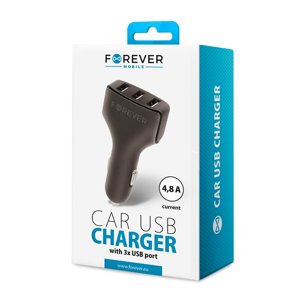 Forever CC-05 car charger 3x USB 4.8A black цена и информация | Laadijad mobiiltelefonidele | hansapost.ee