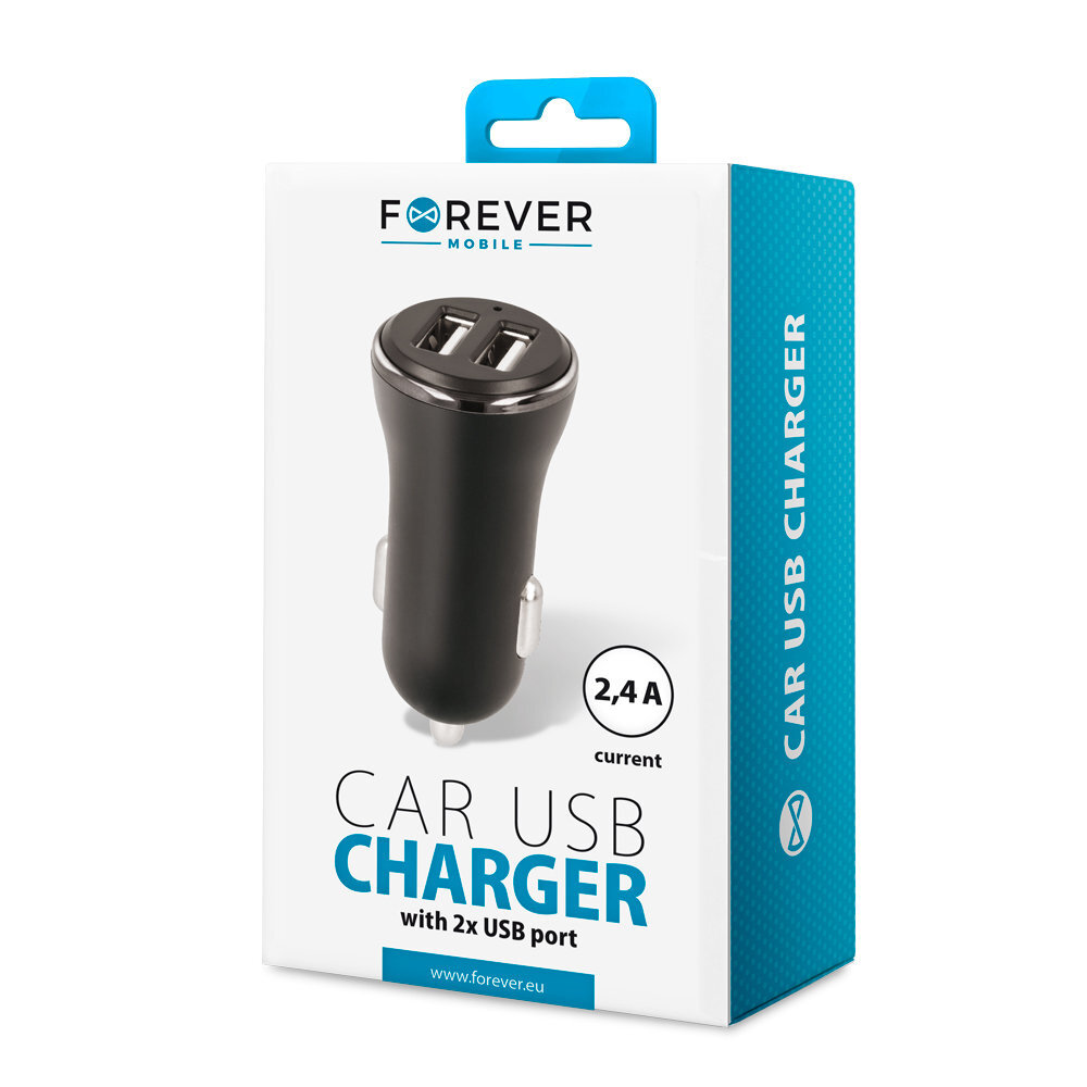 Forever CC-03 car charger 2x USB 2,4A black цена и информация | Laadijad mobiiltelefonidele | hansapost.ee