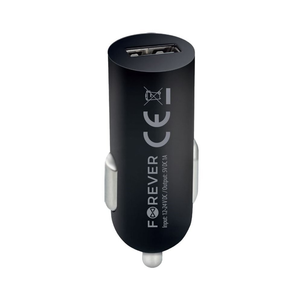 Forever M02 car charger 1x USB 1A black + USB-C cable цена и информация | Laadijad mobiiltelefonidele | hansapost.ee