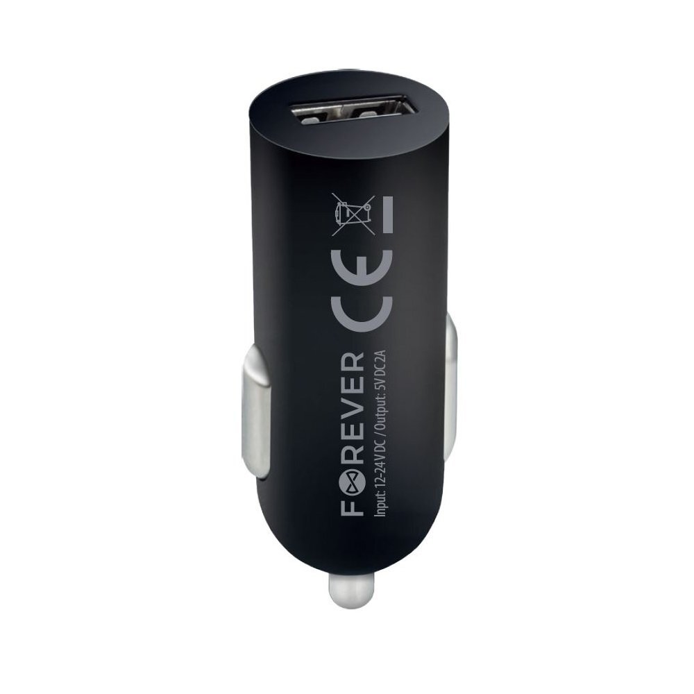 Forever M02 car charger 1x USB 2A black + microUSB cable цена и информация | Laadijad mobiiltelefonidele | hansapost.ee