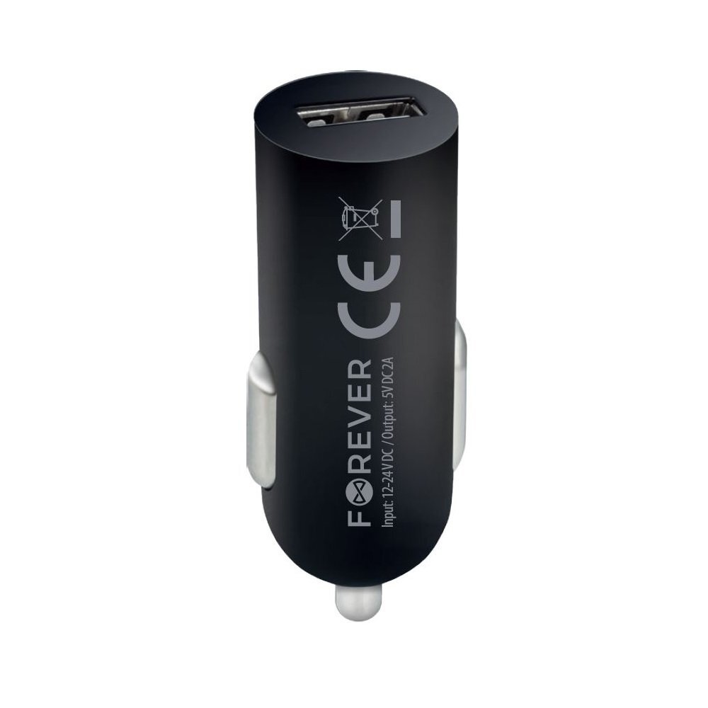 Forever M02 car charger 1x USB 2A black hind ja info | Laadijad mobiiltelefonidele | hansapost.ee