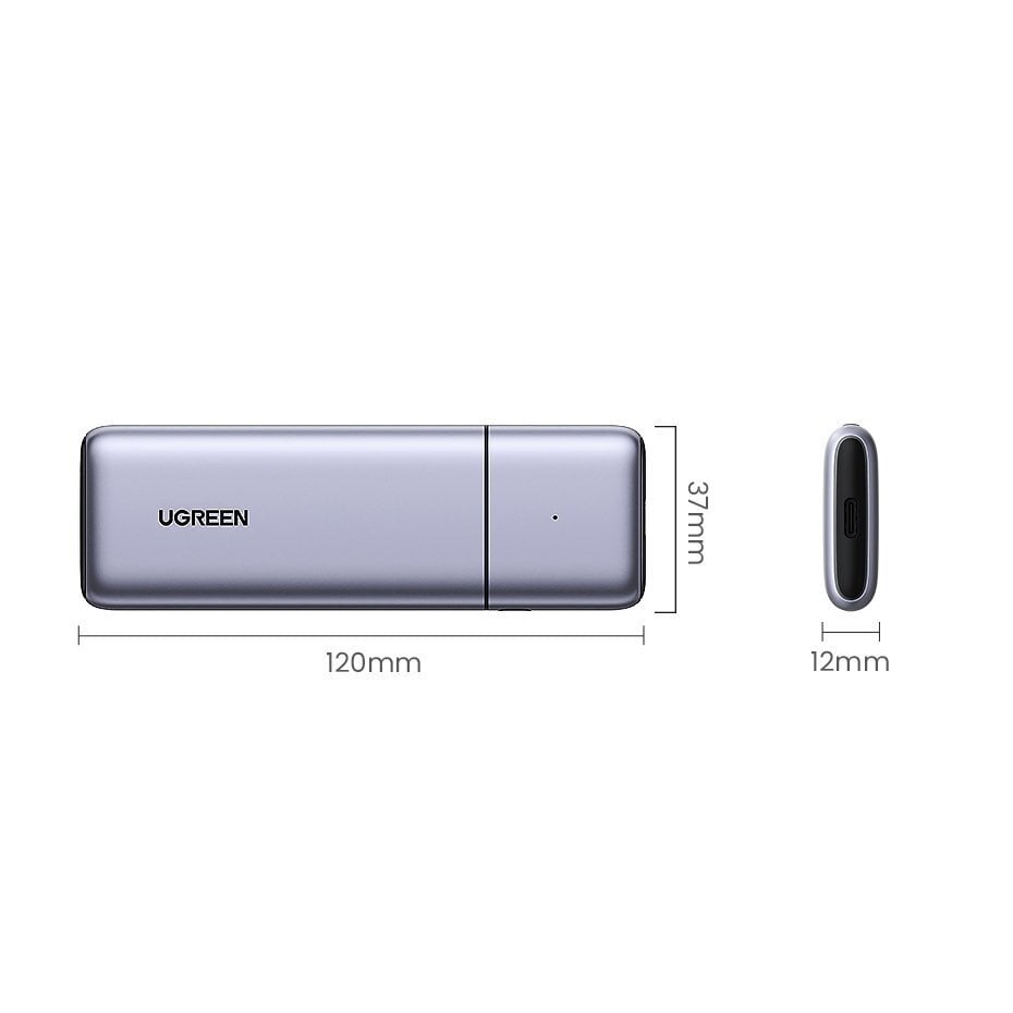 Ugreen housing M.2 NVMe / M.2 SATA SSD SSD USB 3.2 Gen 2 (10Gbps) gray + cable USB - USB Type C 0.5m + USB Type C - USB Type C 0.5m (CM389) cable hind ja info | USB adapterid ja jagajad | hansapost.ee