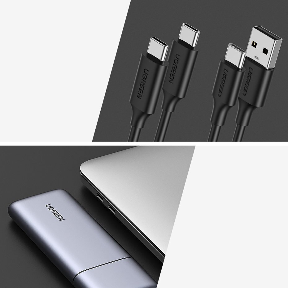 Ugreen housing M.2 NVMe / M.2 SATA SSD SSD USB 3.2 Gen 2 (10Gbps) gray + cable USB - USB Type C 0.5m + USB Type C - USB Type C 0.5m (CM389) cable hind ja info | USB adapterid ja jagajad | hansapost.ee