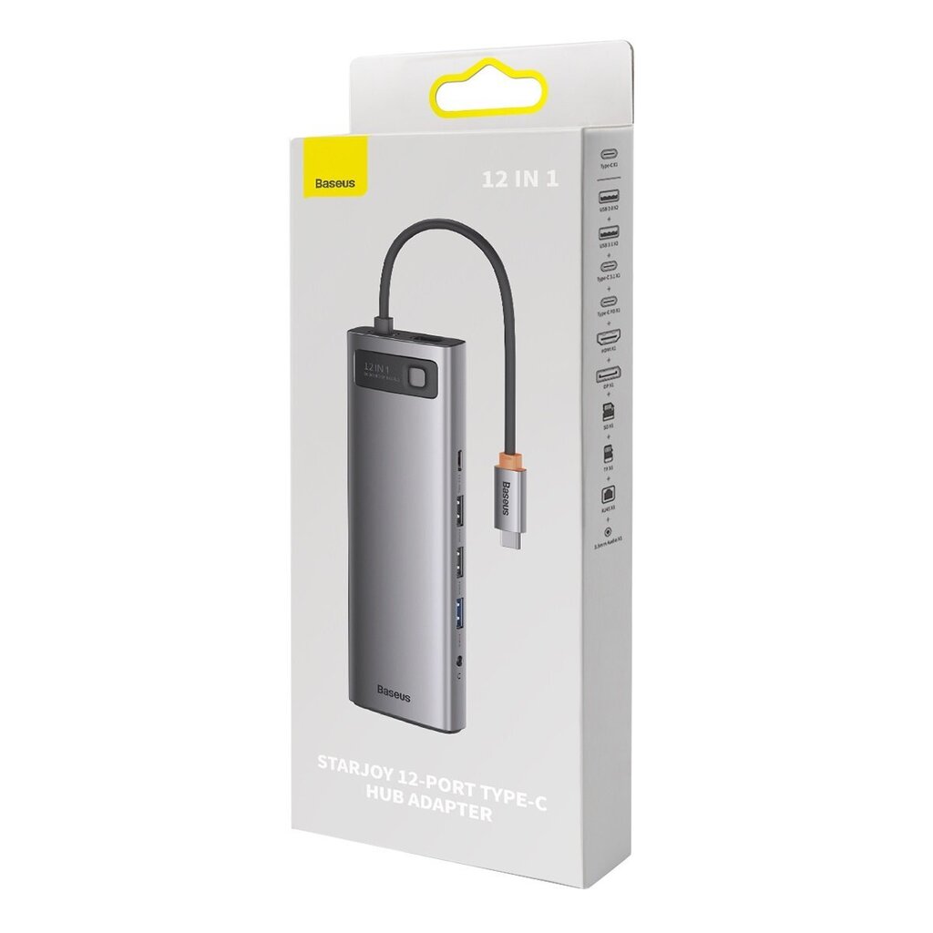 Baseus Metal Gleam multi-functional HUB USB Type C 12in1 HDMI / DP / USB Type C / minijack 3.5mm / RJ45 / SD (WKWG020213) hind ja info | USB adapterid ja jagajad | hansapost.ee