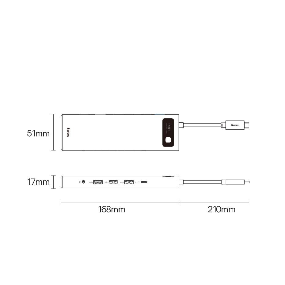 Baseus Metal Gleam multi-functional HUB USB Type C 12in1 HDMI / DP / USB Type C / minijack 3.5mm / RJ45 / SD (WKWG020213) hind ja info | USB adapterid ja jagajad | hansapost.ee