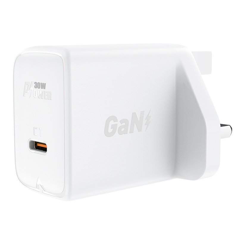 Acefast GaN wall charger (UK plug) USB Type C 30W, Power Delivery, PPS, Q3 3.0, AFC, FCP white (A24 UK white) (White) hind ja info | Laadijad mobiiltelefonidele | hansapost.ee