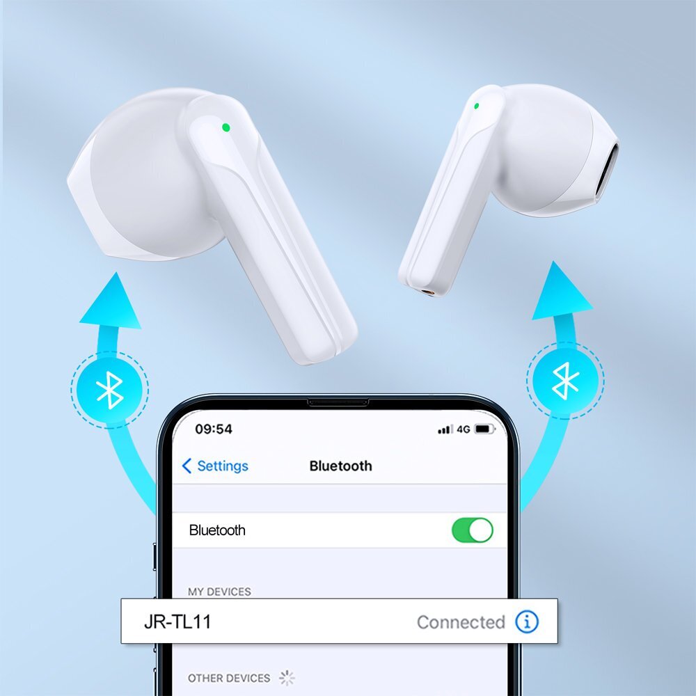 Joyroom TWS earphones wireless ENC waterproof IPX4 Bluetooth 5.3 white (JR-TL11) (White) цена и информация | Kõrvaklapid | hansapost.ee