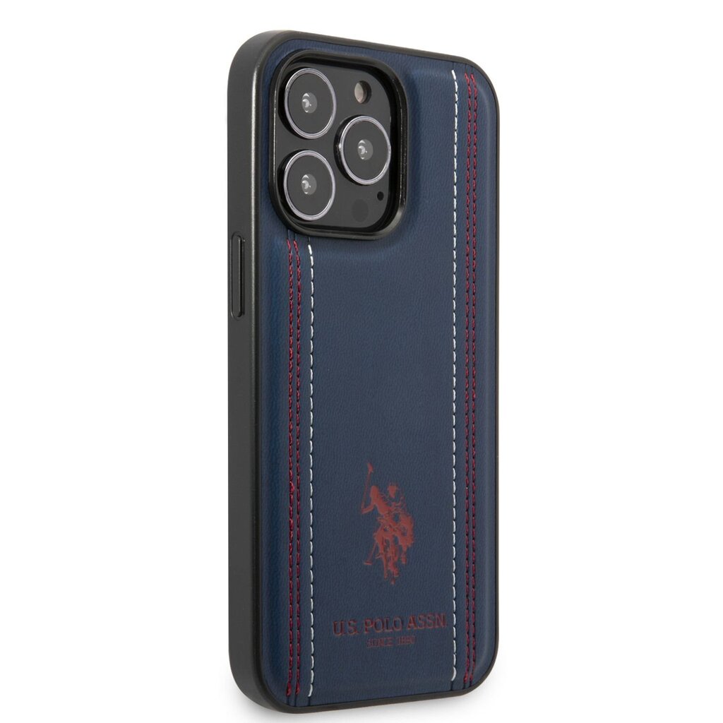 U.S. Polo PU Leather Stitched Lines Case for iPhone 14 Pro Max Navy цена и информация | Telefonide kaitsekaaned ja -ümbrised | hansapost.ee