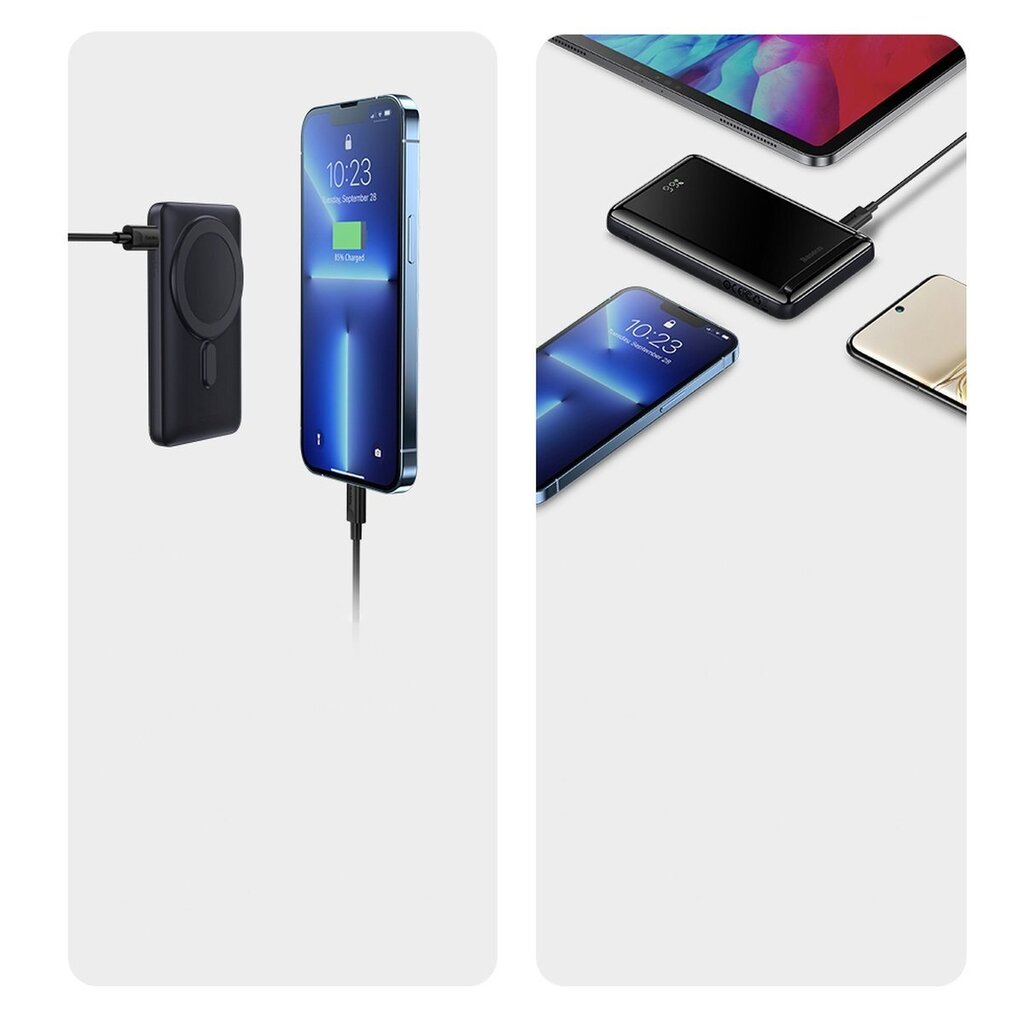 Baseus Magnetic Bracket Power Bank with MagSafe Wireless Charging 10000mAh 20W Overseas Edition Blue (PPCX000203) + USB Type C Baseus Xiaobai Series 60W 0.5m цена и информация | Akupangad | hansapost.ee