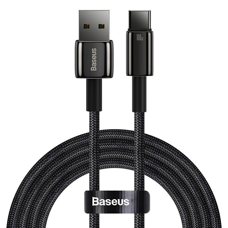 Baseus Tungsten Gold Cable USB to USB-C, 100W, 1m (black) hind ja info | Mobiiltelefonide kaablid | hansapost.ee