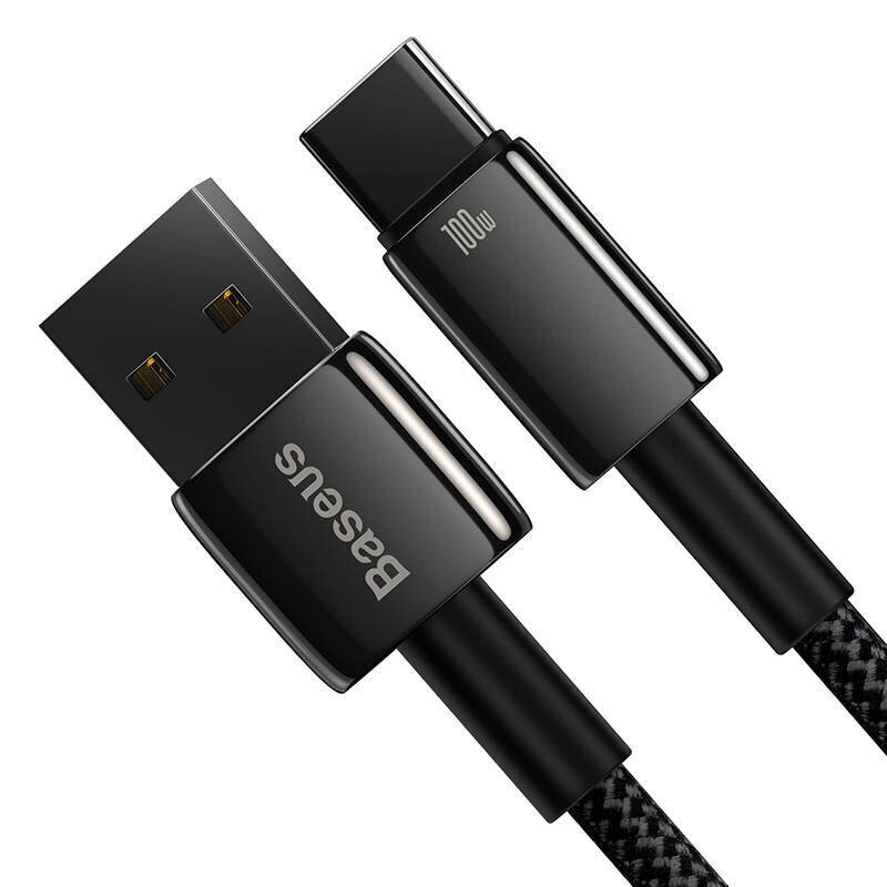 Baseus Tungsten Gold Cable USB to USB-C, 100W, 2m (black) цена и информация | Mobiiltelefonide kaablid | hansapost.ee