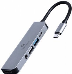 Dokstacija Gembird USB Type-C 5-in-1 Grey цена и информация | USB adapterid ja jagajad | hansapost.ee