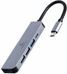 Dokstacija Gembird USB Type-C 5-in-1 Grey цена и информация | USB adapterid ja jagajad | hansapost.ee