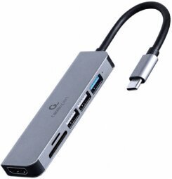 Dokstacija Gembird USB Type-C 6-in-1 Grey цена и информация | USB adapterid ja jagajad | hansapost.ee