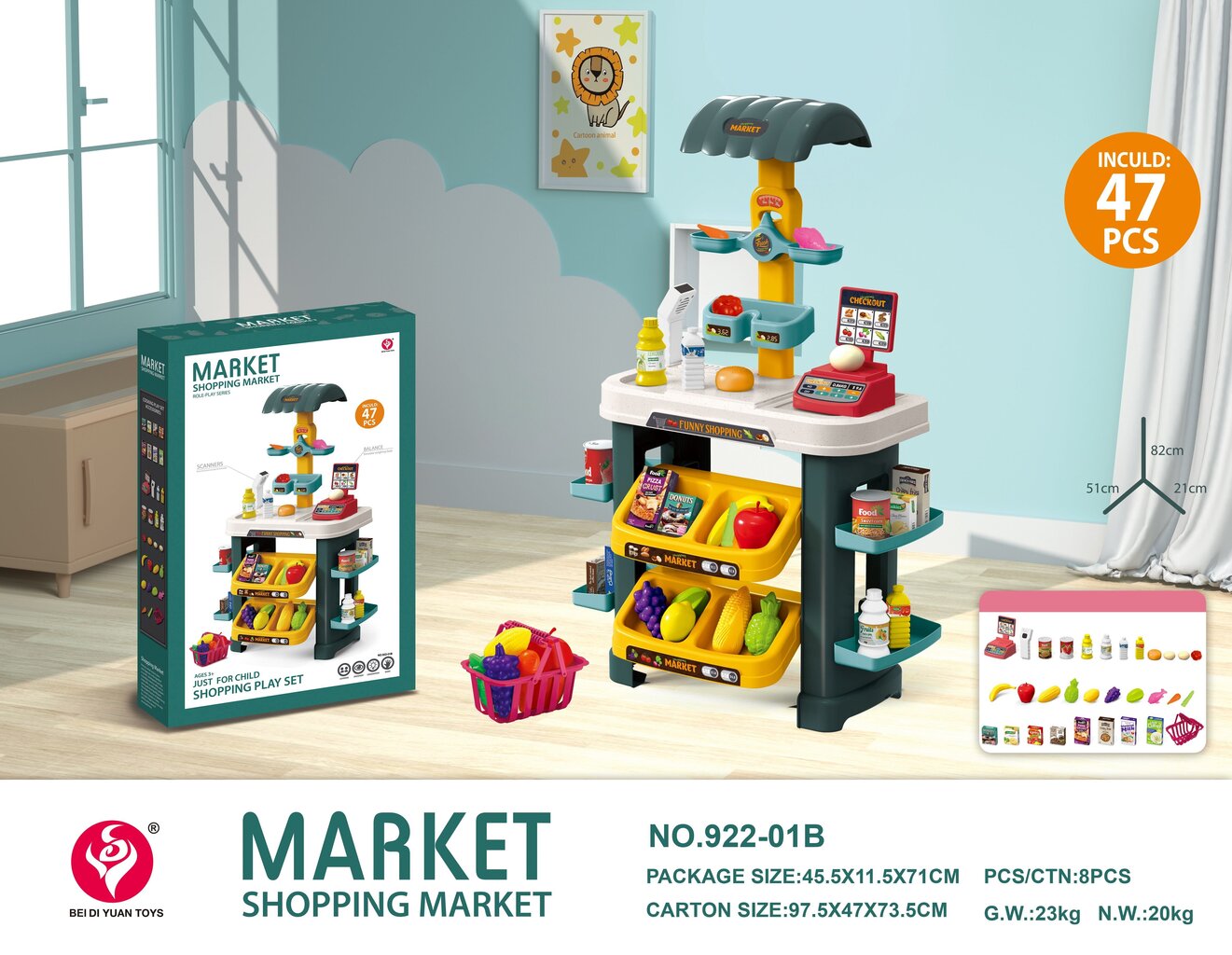Mänguostukeskus koos tarvikutega Market Xiong Cheng toys factory, 2104U411 hind ja info | Mänguasjad tüdrukutele | hansapost.ee
