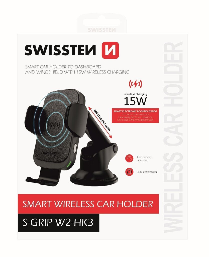 Swissten W2-HK3 Car Holder With 15W Wireless Charging + Micro USB Cable 1.2m Black hind ja info | Telefonihoidjad | hansapost.ee