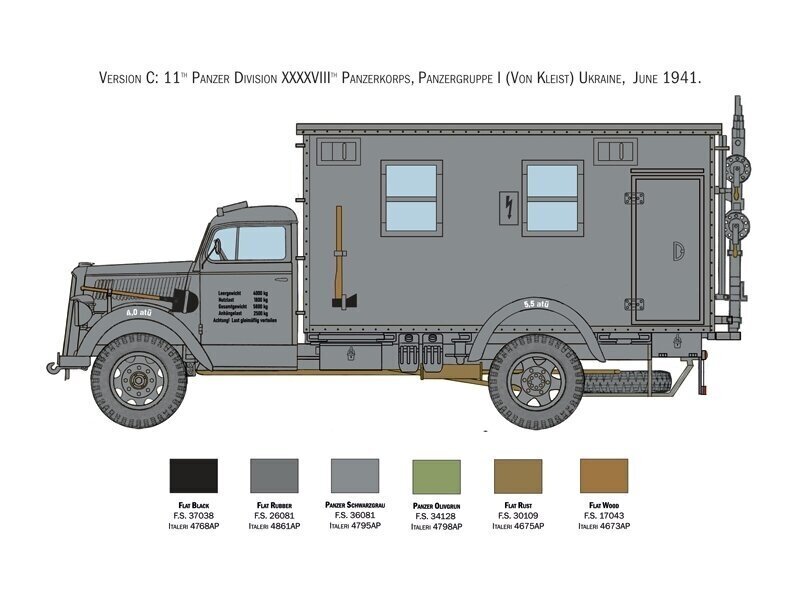 Italeri - Opel Blitz Radio Truck, 1/35, 6575 hind ja info | Klotsid ja konstruktorid | hansapost.ee