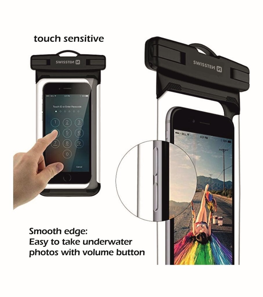 Swissten Waterproof Case for Phones IPX8 Black hind ja info | Telefonide kaitsekaaned ja -ümbrised | hansapost.ee