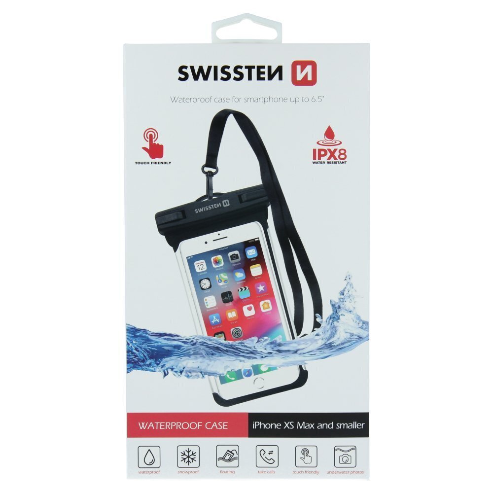 Swissten Waterproof Case for Phones IPX8 Black цена и информация | Telefonide kaitsekaaned ja -ümbrised | hansapost.ee
