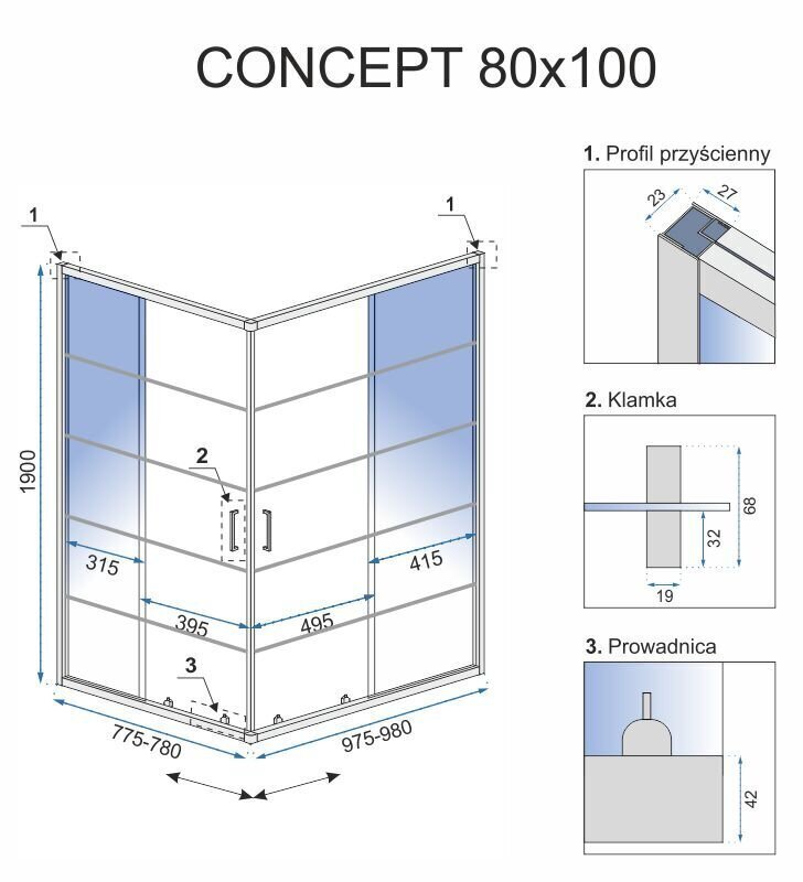 Dušikabiin REA Concept Black, 90x90 cm hind ja info | Dušikabiinid | hansapost.ee