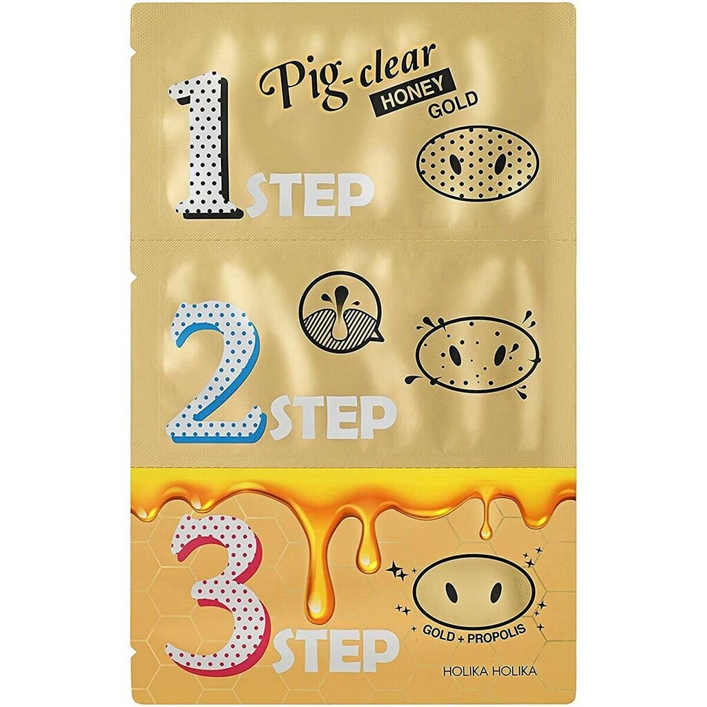 Kolmefaasilised ninapuhastusplaastrid Pig Clear Honey Gold (3 Step Kit) 15 ml hind ja info | Näomaskid ja silmamaskid | hansapost.ee