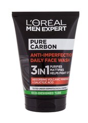 Men Expert Pure Carbon 3-in-1 puhastusgeel (Imperfection Daily Face Wash) 100 ml hind ja info | Näopuhastusvahendid | hansapost.ee