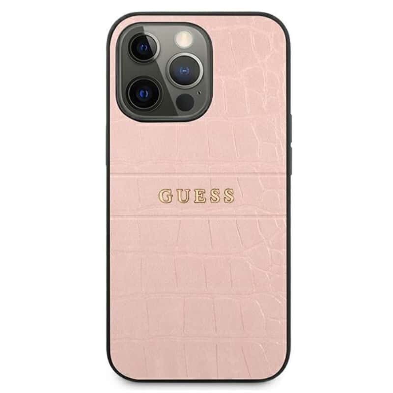 Guess Croco Stamp Lines iPhone 13 Pro (rožinis) Rožinė цена и информация | Telefonide kaitsekaaned ja -ümbrised | hansapost.ee