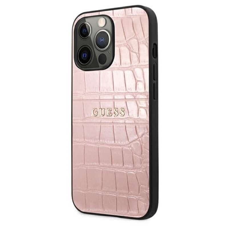 Guess Croco Stamp Lines iPhone 13 Pro (rožinis) Rožinė цена и информация | Telefonide kaitsekaaned ja -ümbrised | hansapost.ee