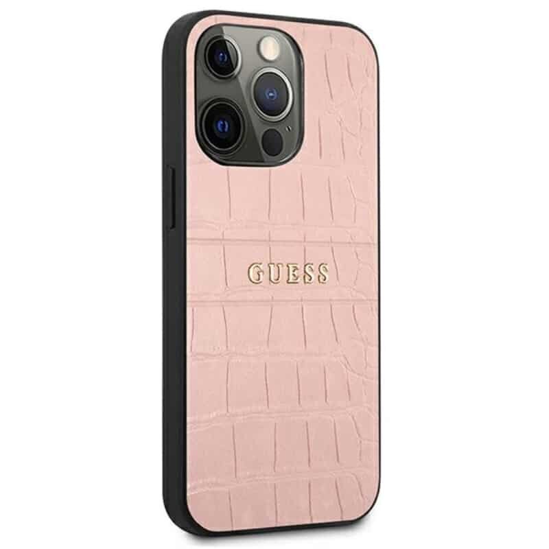 Guess Croco Stamp Lines iPhone 13 Pro (rožinis) Rožinė hind ja info | Telefonide kaitsekaaned ja -ümbrised | hansapost.ee