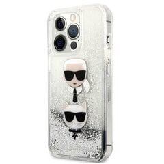 Karl Lagerfeld Liquid Glitter Karl & Choupette telefoniümbris iPhone 13 Pro jaoks (hõbe) hind ja info | Telefonide kaitsekaaned ja -ümbrised | hansapost.ee