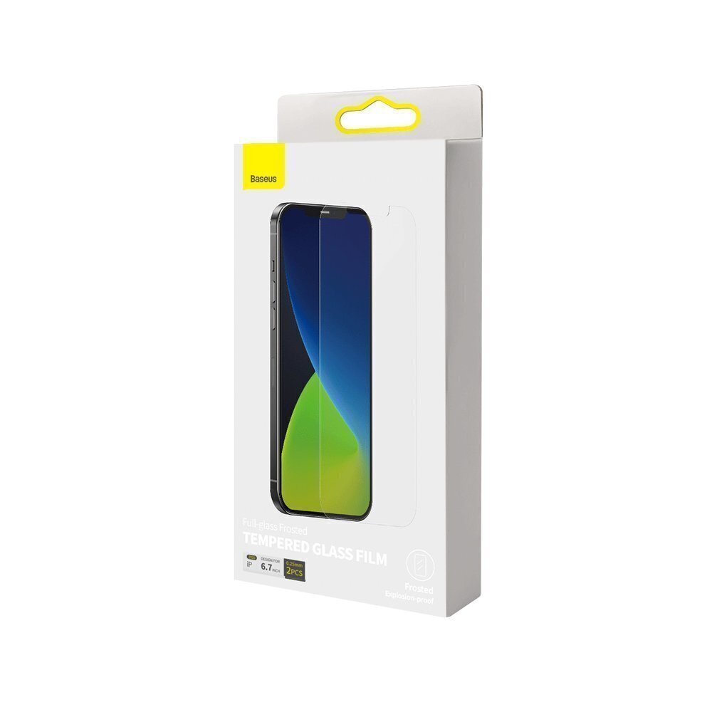 Kaitseklaas Baseus 2x frosted tempered telefonile Apple iPhone 12 Pro Max цена и информация | Ekraani kaitseklaasid ja kaitsekiled | hansapost.ee