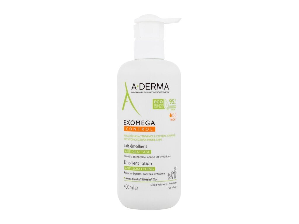 A-Derma Exomega Control Emollient Milk 400ml цена и информация | Kehakreemid, kehaõlid ja losjoonid | hansapost.ee