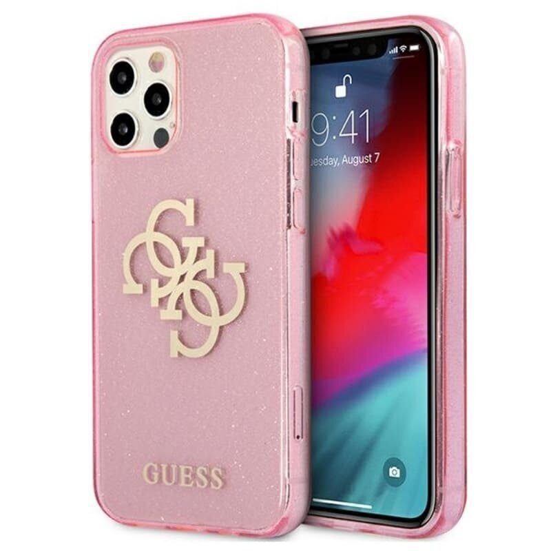 Guess GUHCP12LPCUGL4GPI iPhone 12 Pro Max 6,7-tolline roosa/roosa kõva ümbris Glitter 4G Big Logo цена и информация | Telefonide kaitsekaaned ja -ümbrised | hansapost.ee