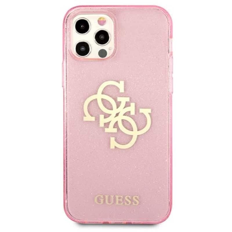 Guess GUHCP12LPCUGL4GPI iPhone 12 Pro Max 6,7-tolline roosa/roosa kõva ümbris Glitter 4G Big Logo цена и информация | Telefonide kaitsekaaned ja -ümbrised | hansapost.ee