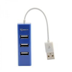 Sbox H-204 USB 4 порта USB HUB черника синий цена и информация | Адаптеры и USB-hub | hansapost.ee