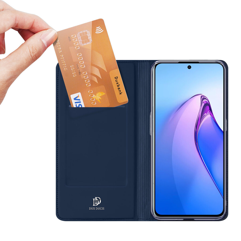 Dux Ducis Skin Pro Oppo Reno 8 Pro flip card wallet stand blue hind ja info | Telefonide kaitsekaaned ja -ümbrised | hansapost.ee