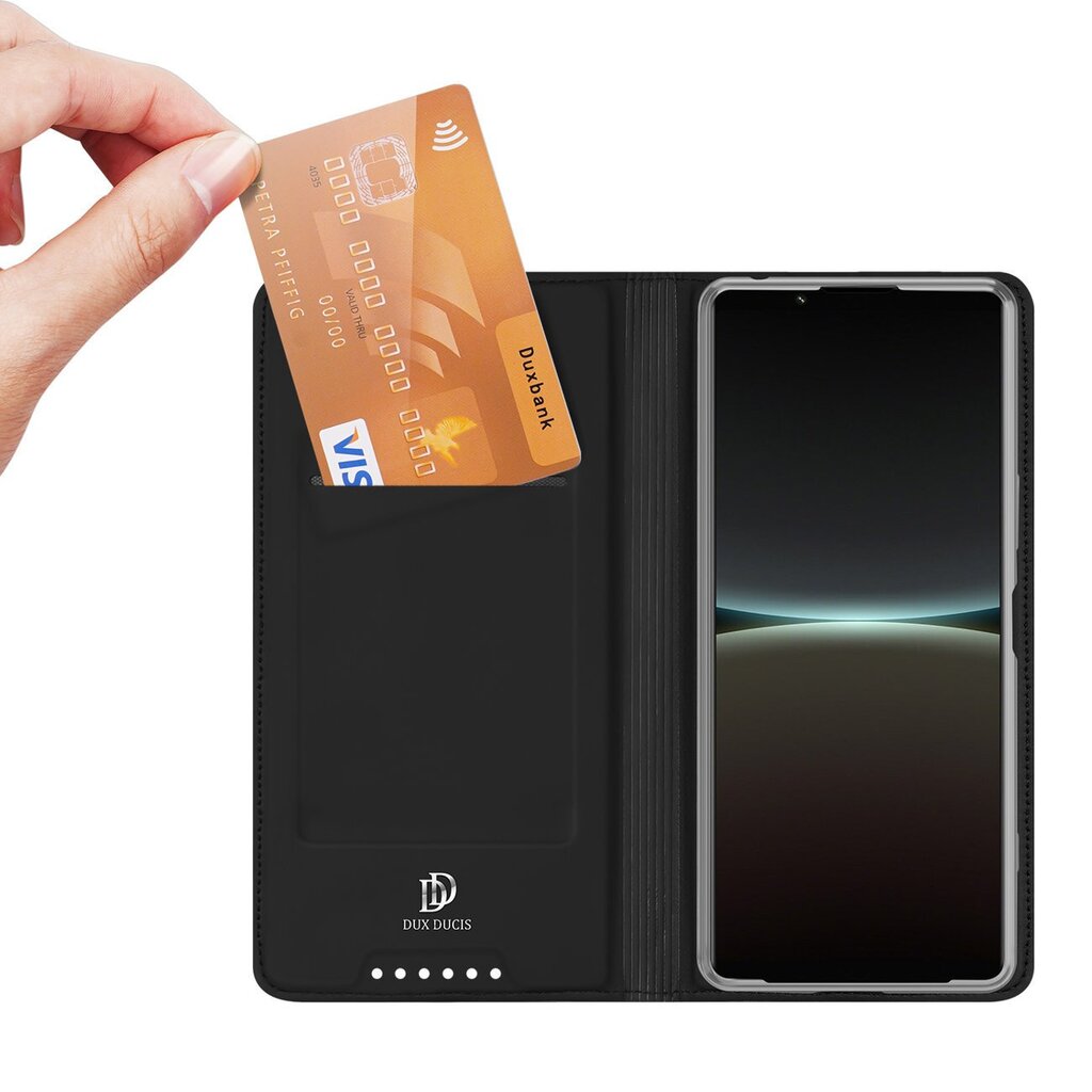 Dux Ducis Skin Pro Sony Xperia 5 IV flip card wallet stand Black цена и информация | Telefonide kaitsekaaned ja -ümbrised | hansapost.ee