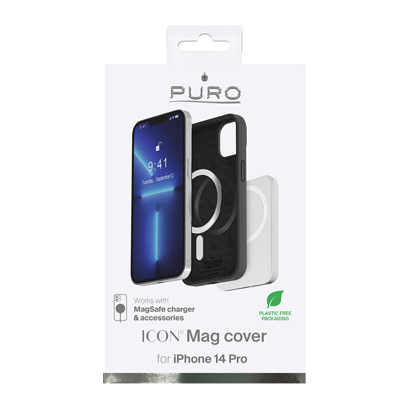 Puro Icon Mag, iPhone 14 Pro, must / IPC14P61ICONMAGBLK hind ja info | Telefonide kaitsekaaned ja -ümbrised | hansapost.ee