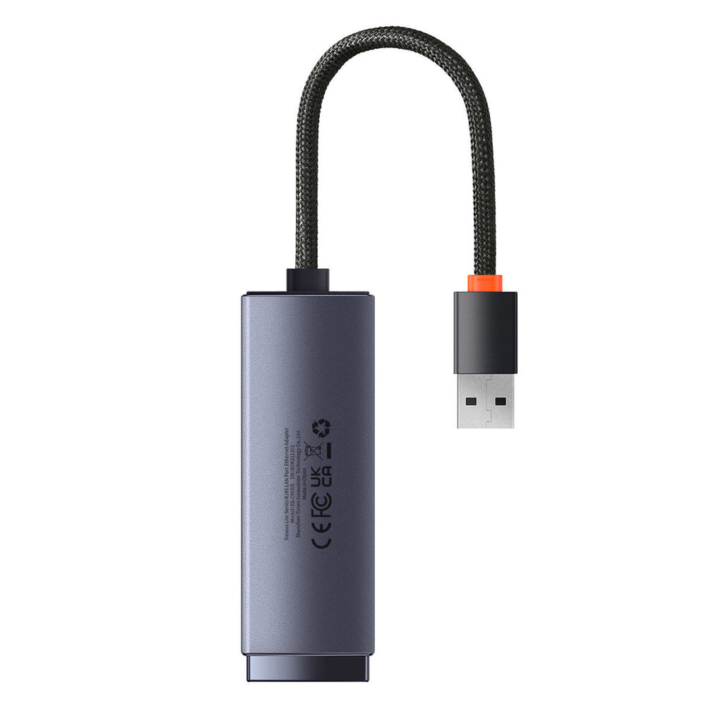 Baseus Lite Series, USB - RJ45 LAN socket 100Mbps gray (WKQX000013) hind ja info | USB adapterid ja jagajad | hansapost.ee