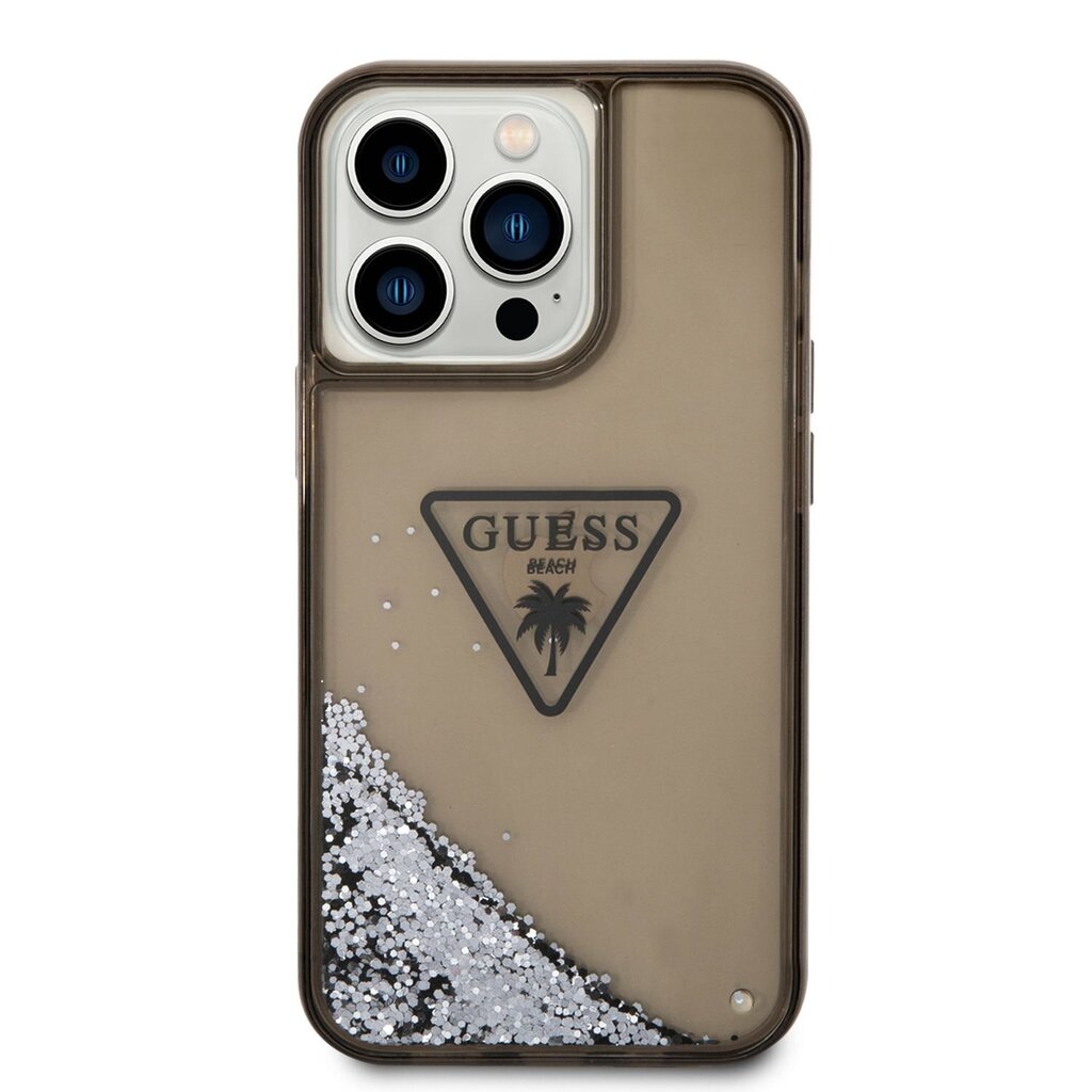 Guess PC/TPU Liquid Glitter Triangle Logo Case for iPhone 14 Pro Max Black hind ja info | Telefonide kaitsekaaned ja -ümbrised | hansapost.ee