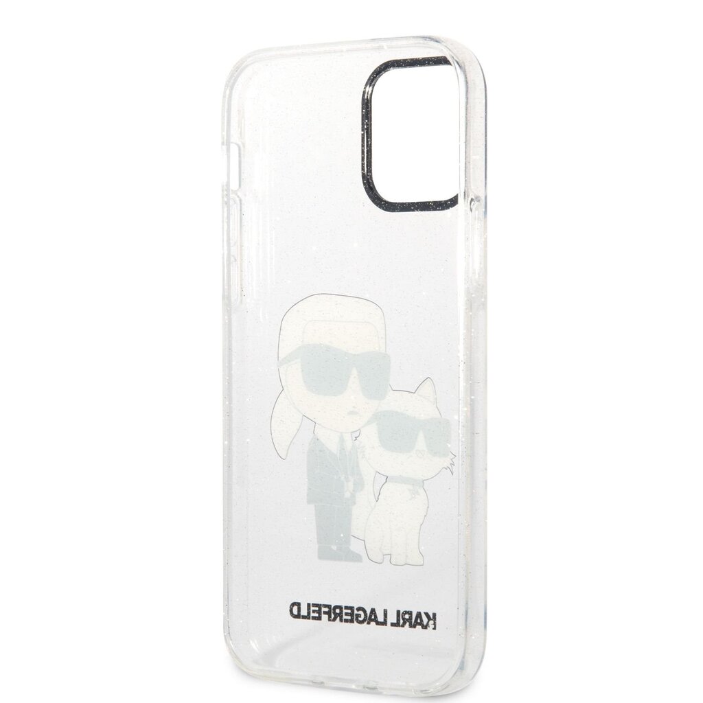 Karl Lagerfeld IML Glitter Karl and Choupette NFT Case for iPhone 12|12 Pro Transparent hind ja info | Telefonide kaitsekaaned ja -ümbrised | hansapost.ee