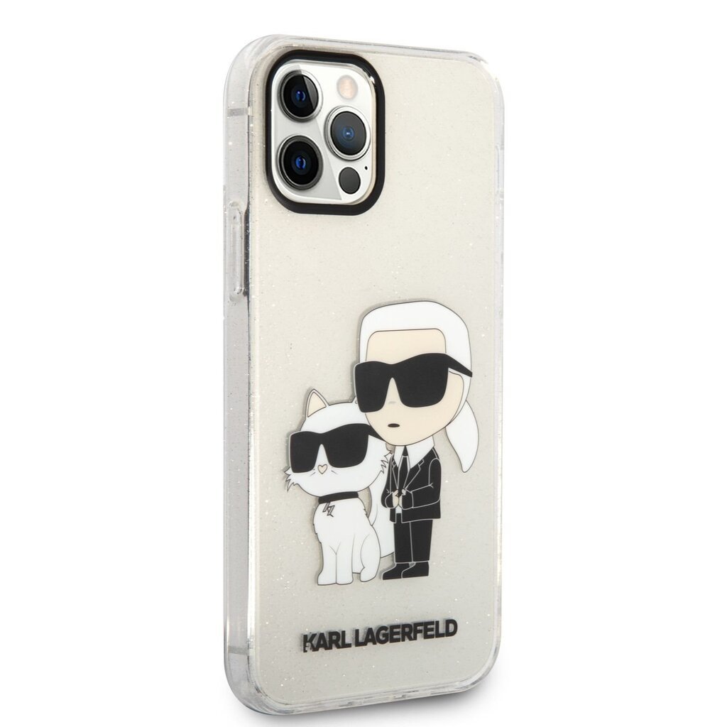 Karl Lagerfeld IML Glitter Karl and Choupette NFT Case for iPhone 12|12 Pro Transparent hind ja info | Telefonide kaitsekaaned ja -ümbrised | hansapost.ee