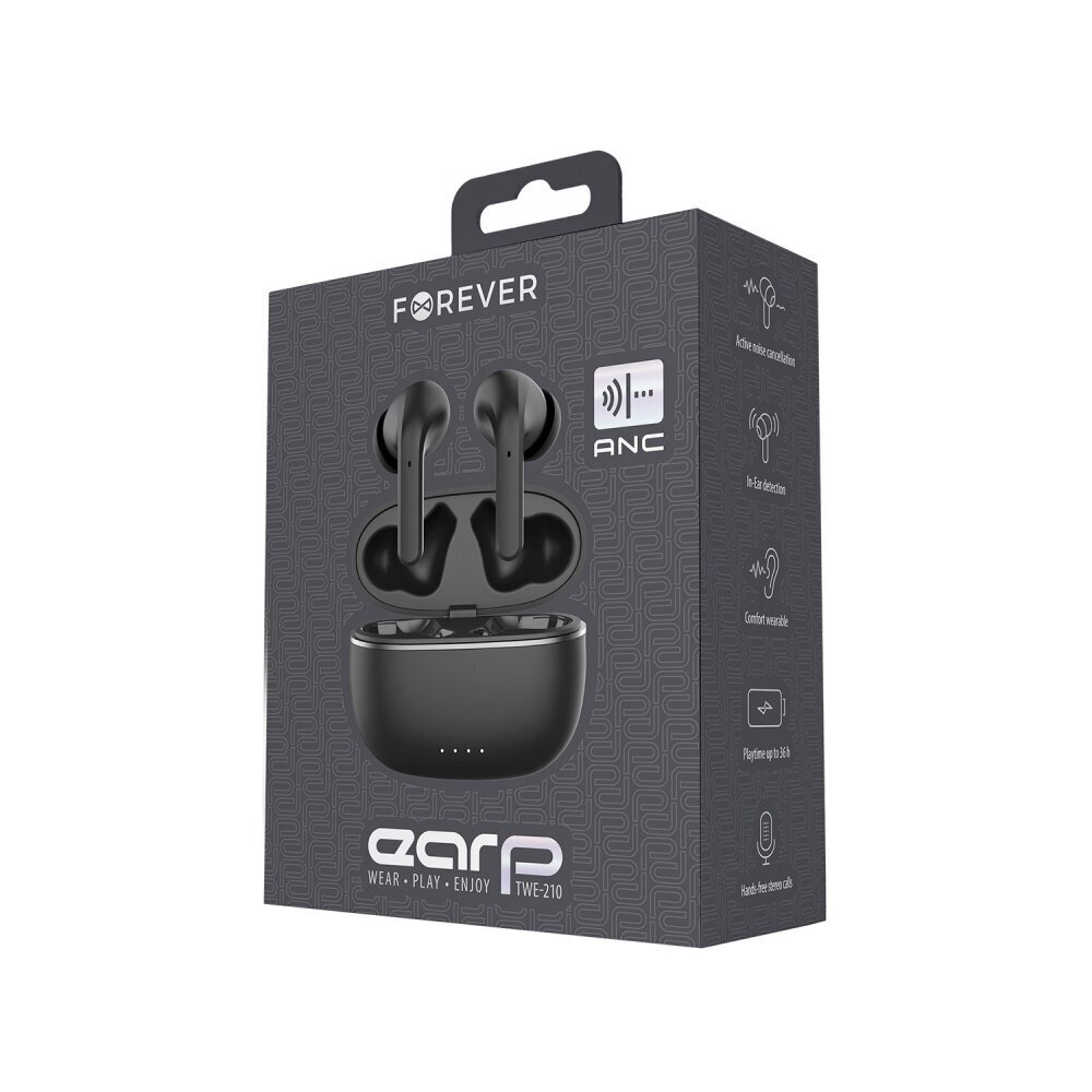 Forever Bluetooth ANC earphones TWE-210 Earp black цена и информация | Kõrvaklapid | hansapost.ee