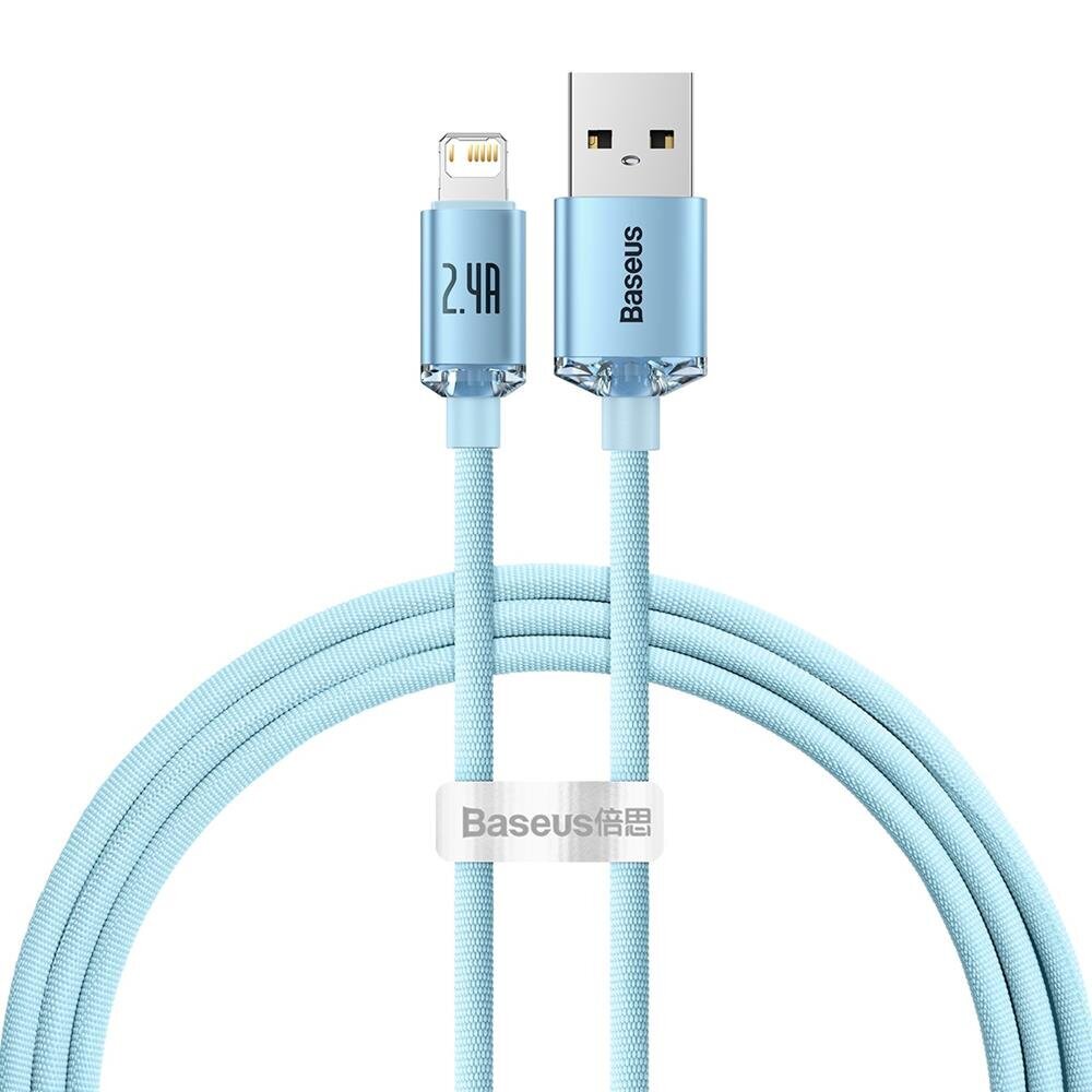 Baseus cable Crystal Shine USB - Lightning 1,2 m 2,4A sky blue hind ja info | Mobiiltelefonide kaablid | hansapost.ee